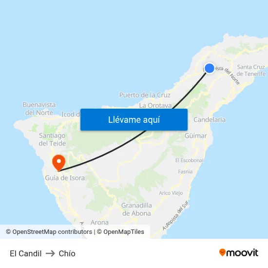 El Candil to Chío map