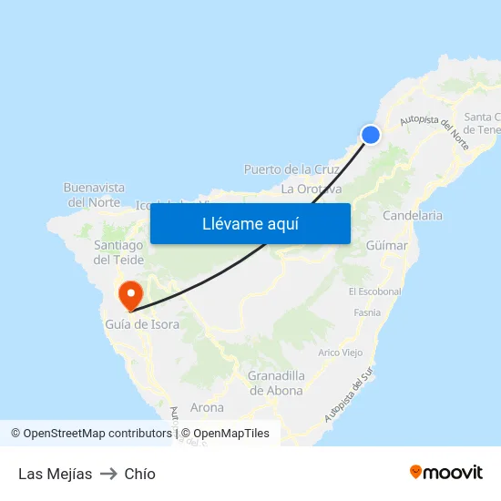 Las Mejías to Chío map