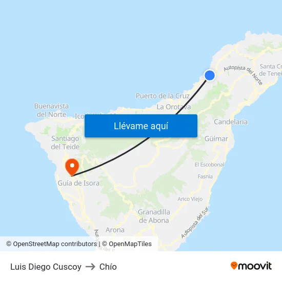 Luis Diego Cuscoy to Chío map