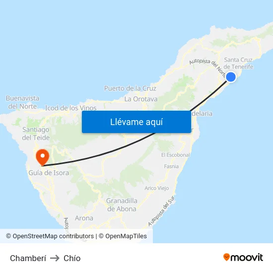 Chamberí to Chío map