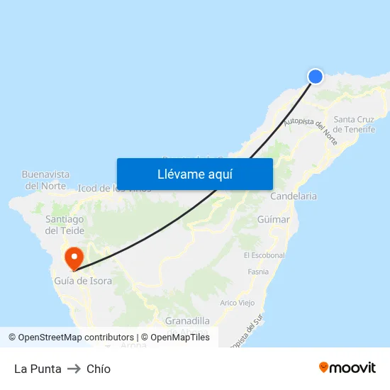 La Punta to Chío map