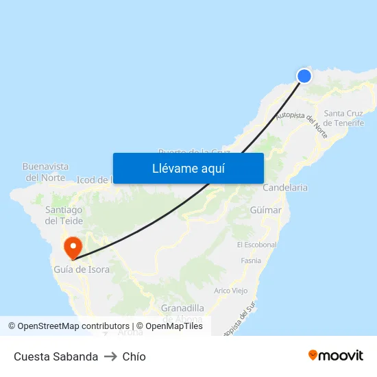 Cuesta Sabanda to Chío map