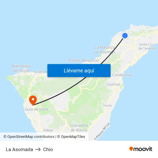 La Asomada to Chío map