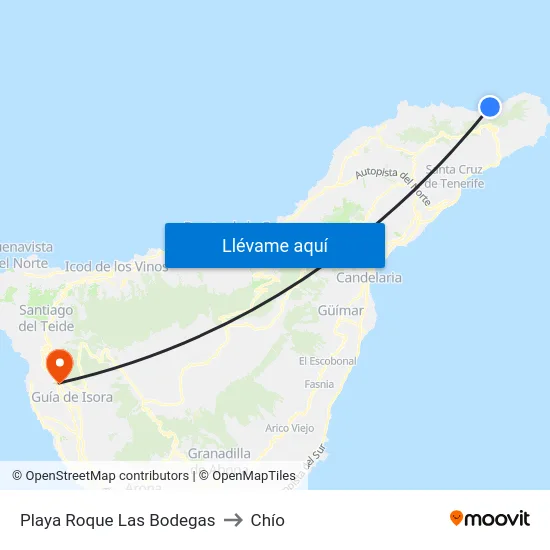 Playa Roque Las Bodegas to Chío map