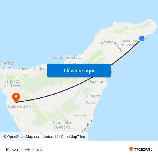 Rosario to Chío map