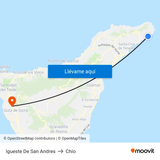 Igueste De San Andres to Chío map