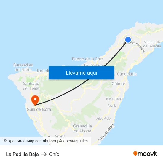 La Padilla Baja to Chío map