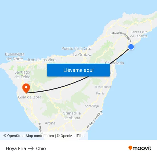 Hoya Fría to Chío map