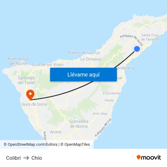 Colibrí to Chío map