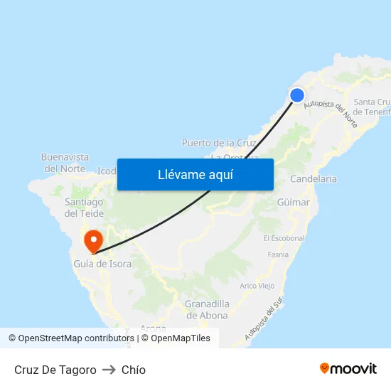 Cruz De Tagoro to Chío map