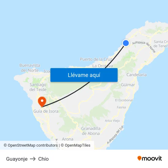 Guayonje to Chío map