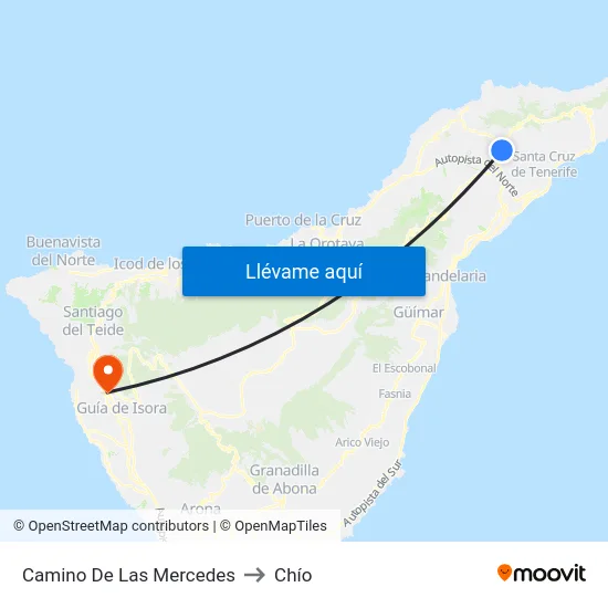 Camino De Las Mercedes to Chío map