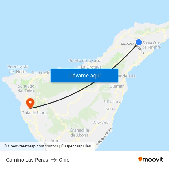 Camino Las Peras to Chío map