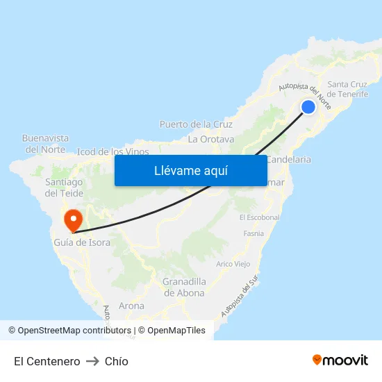 El Centenero to Chío map