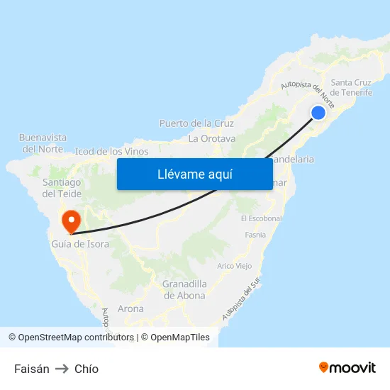 Faisán to Chío map