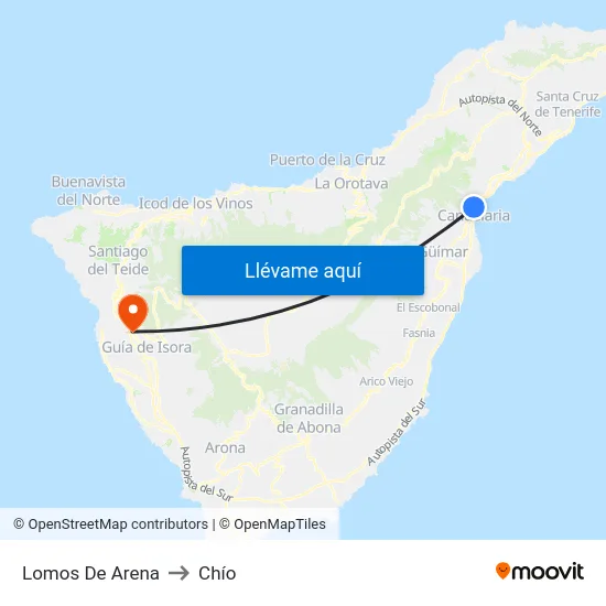Lomos De Arena to Chío map