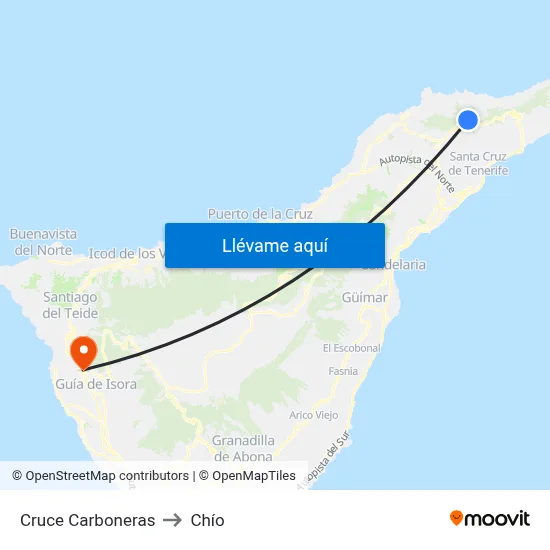 Cruce Carboneras to Chío map