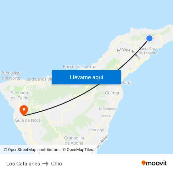 Los Catalanes to Chío map