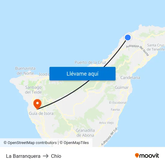 La Barranquera to Chío map