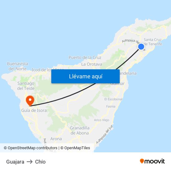 Guajara to Chío map