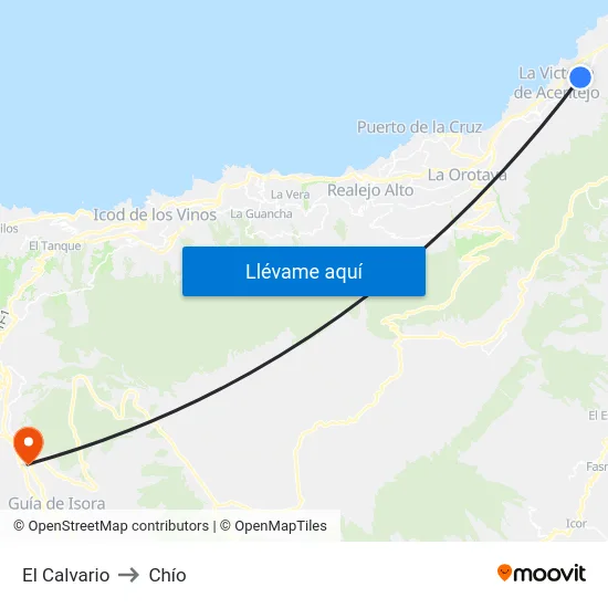 El Calvario to Chío map