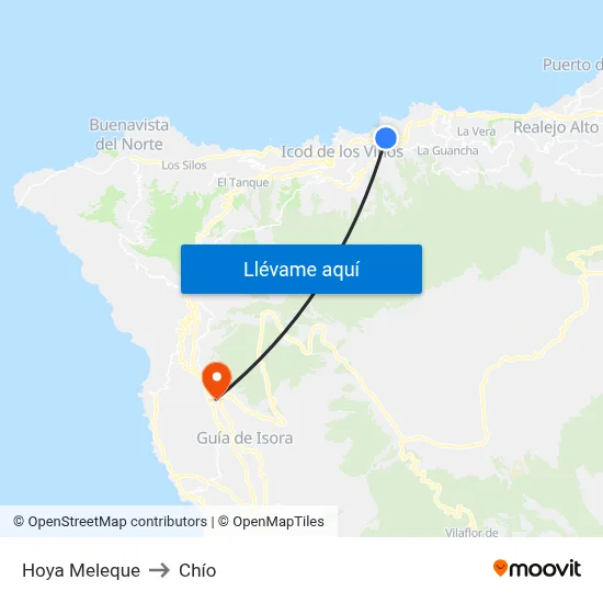 Hoya Meleque to Chío map