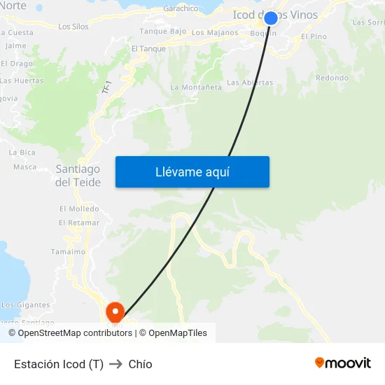 Estación Icod (T) to Chío map