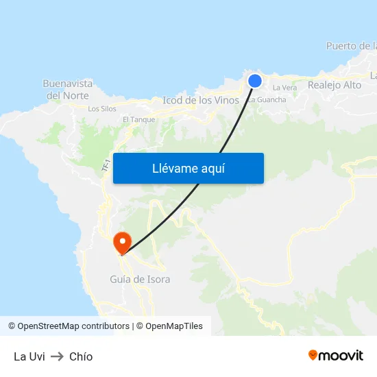 La Uvi to Chío map