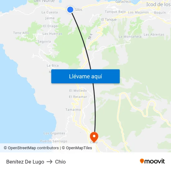 Benítez De Lugo to Chío map