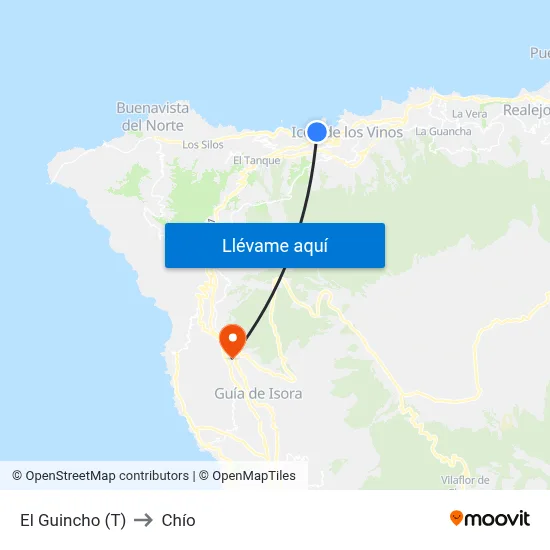 El Guincho (T) to Chío map