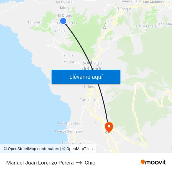 Manuel Juan Lorenzo Perera to Chío map