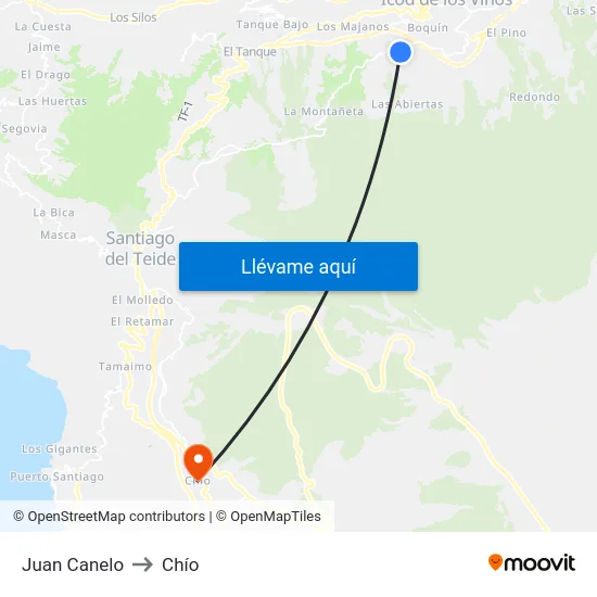 Juan Canelo to Chío map