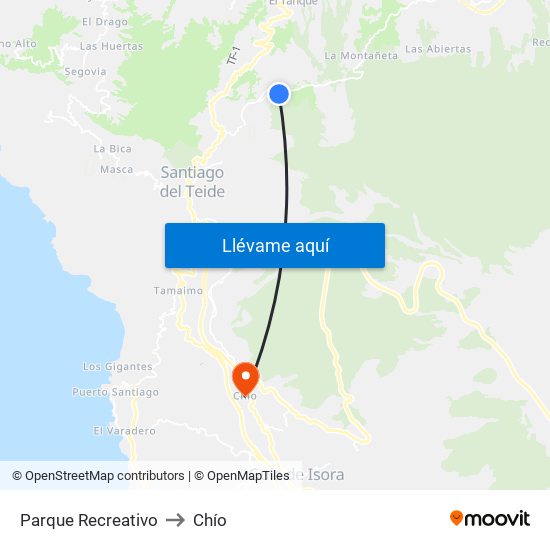 Parque Recreativo to Chío map