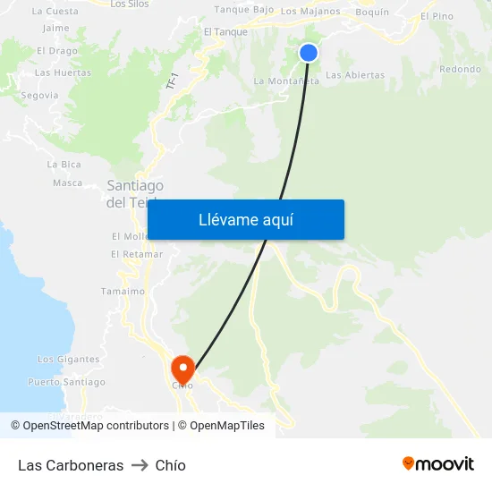 Las Carboneras to Chío map