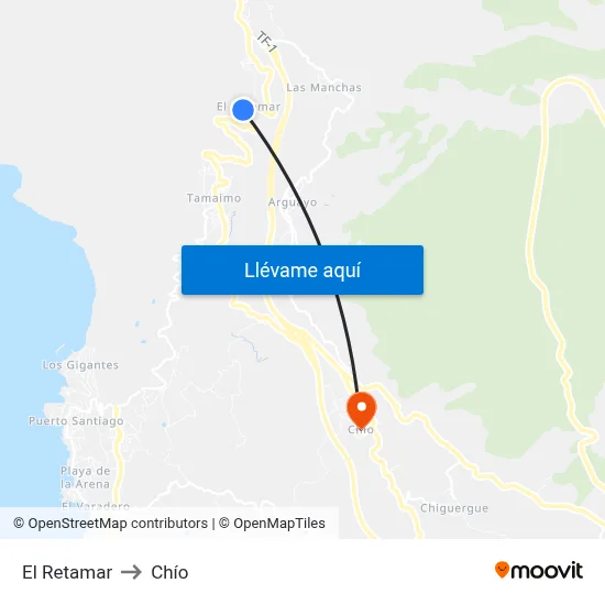 El Retamar to Chío map