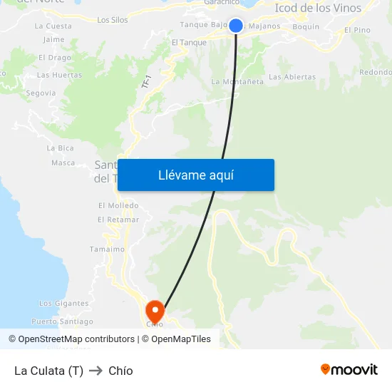 La Culata (T) to Chío map