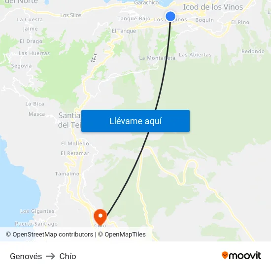 Genovés to Chío map