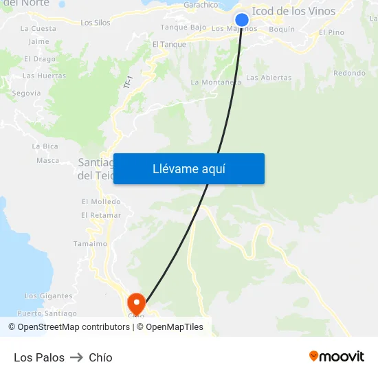 Los Palos to Chío map