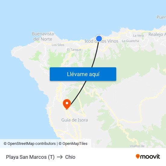 Playa San Marcos (T) to Chío map