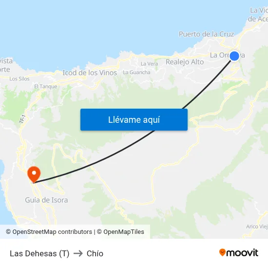 Las Dehesas (T) to Chío map