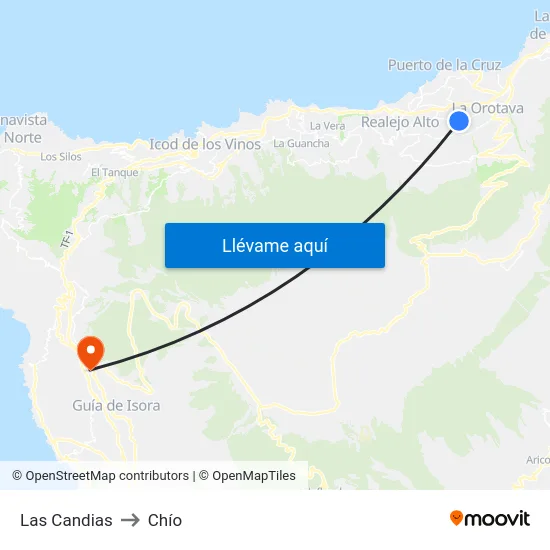 Las Candias to Chío map