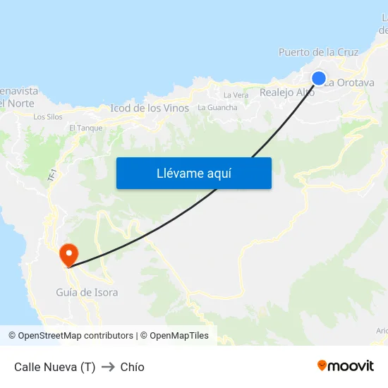 Calle Nueva (T) to Chío map