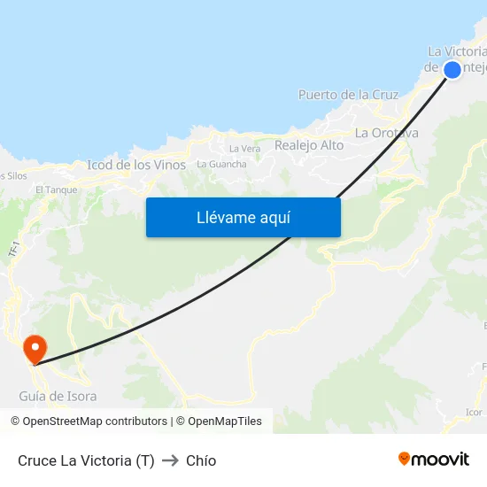 Cruce La Victoria (T) to Chío map