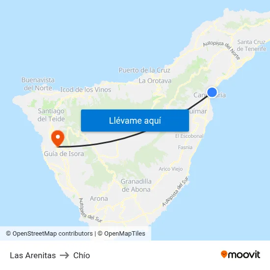 Las Arenitas to Chío map