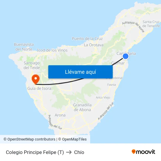 Colegio Principe Felipe (T) to Chío map