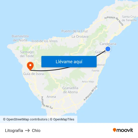 Litografía to Chío map