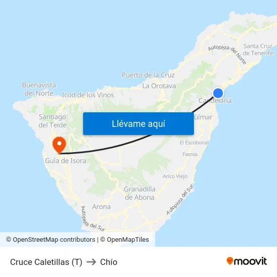 Cruce Caletillas (T) to Chío map