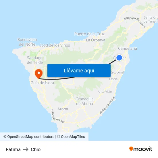 Fátima to Chío map