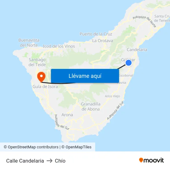 Calle Candelaria to Chío map