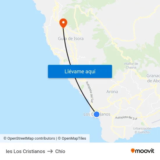 Ies Los Cristianos to Chío map